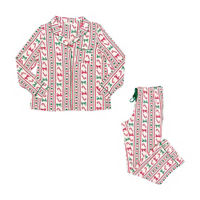 Women's Christmas Striped Candy Cane Print Long Sleeve