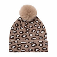 Leopard Print Pom Pom Beanie