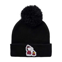 Black Peanuts Pom Pom Beanie