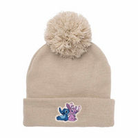 Tan Stitch & Angel Pom Pom Beanie