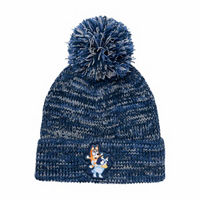 Blue Marled Bluey Pom Pom Beanie