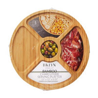 BKLYN Steel Co 5 Section Round Bamboo Charcuterie Serving Platter, 12 in x 12 in
