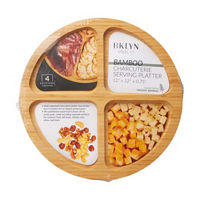 BKLYN Steel Co 4 Section Bamboo Charcuterie Serving Platter, 12 in x 12 in