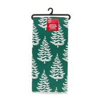 Holiday Style Green Forest Tree Print Waffle Kitchen Towel