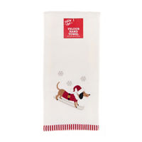Holiday Style Skiing Puppy Velour Hand Towel
