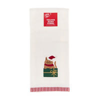 Holiday Style Christmas Cat Velour Hand Towel
