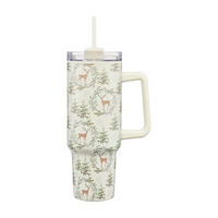 Christmas White Deer Tree Print Tumbler, 40 oz