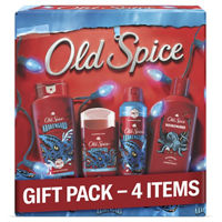 Old Spice Holiday Gift Pack for Men, Krakengard, Body Wash, Aluminum Free Deodorant, Body Spray, 2-in-1 Shampoo + Conditioner, Deep Ocean Scent, 24/7 Holiday Freshness, 4-Pack Gift Box for Him