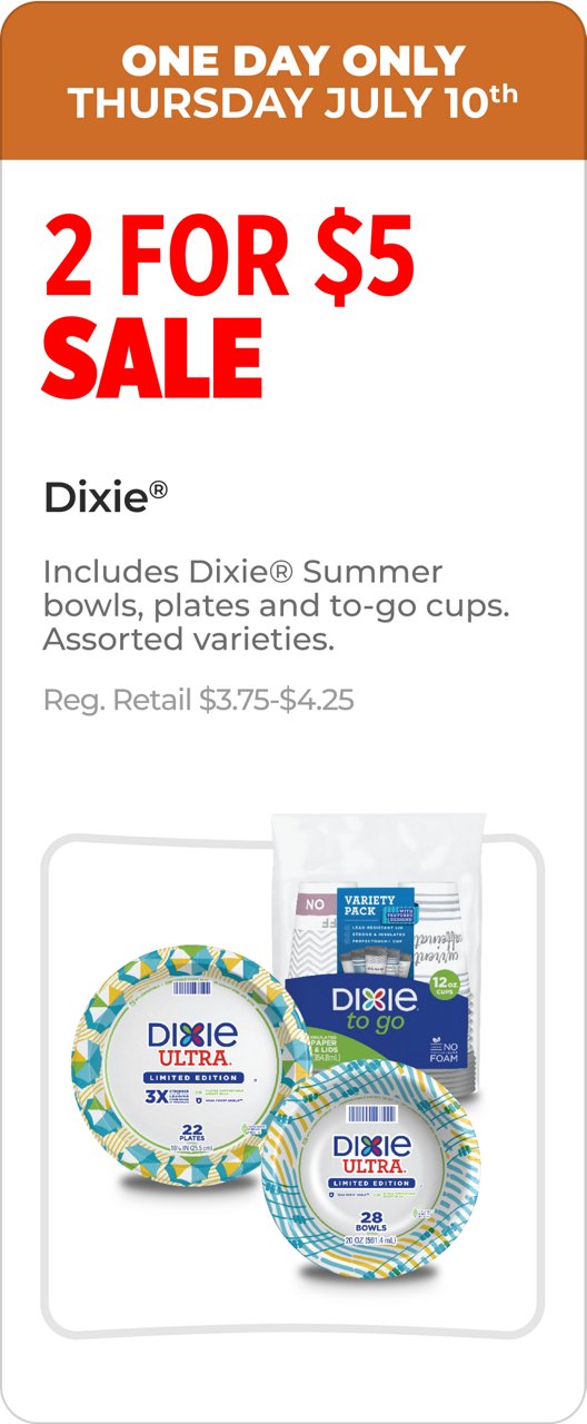2 for $5 dixie plates