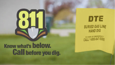 Video thumbnail with the numbers 811 in yellow and a DTE gas flag marker