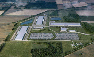 Aerial view of data center