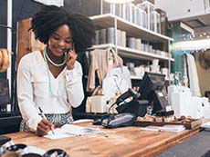 Business woman on phone