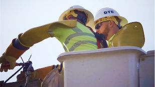DTE Linemen in bucket truck