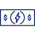 money bill icon with electric symbol in the middle