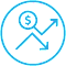 Circle with money symbol and arrows icon