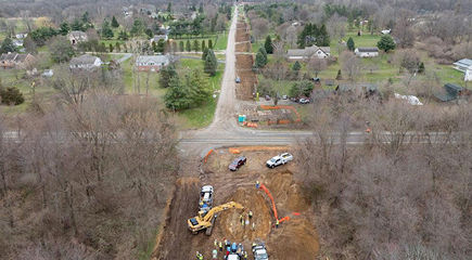 Overhead view of a natural gas upgrade site in Milford.