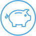 Circle with piggy bank icon