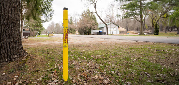 Natural gas pipeline yellow marker