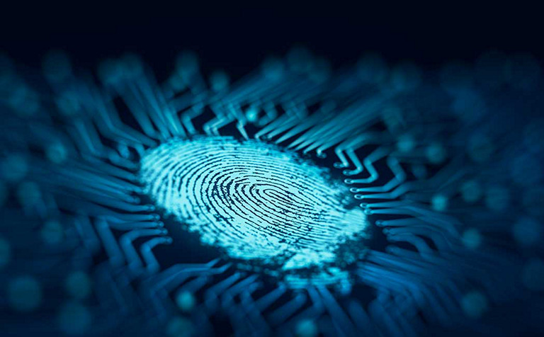 Password Control by Fingerprint. Fingerprint Security Concept. 3D Render.
