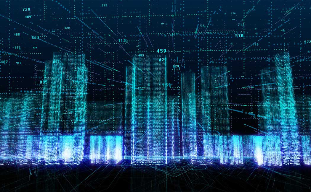 Digital rendering of cloud data center, Transforming to data-centric enterprise through cloud | DXC Technology Insights