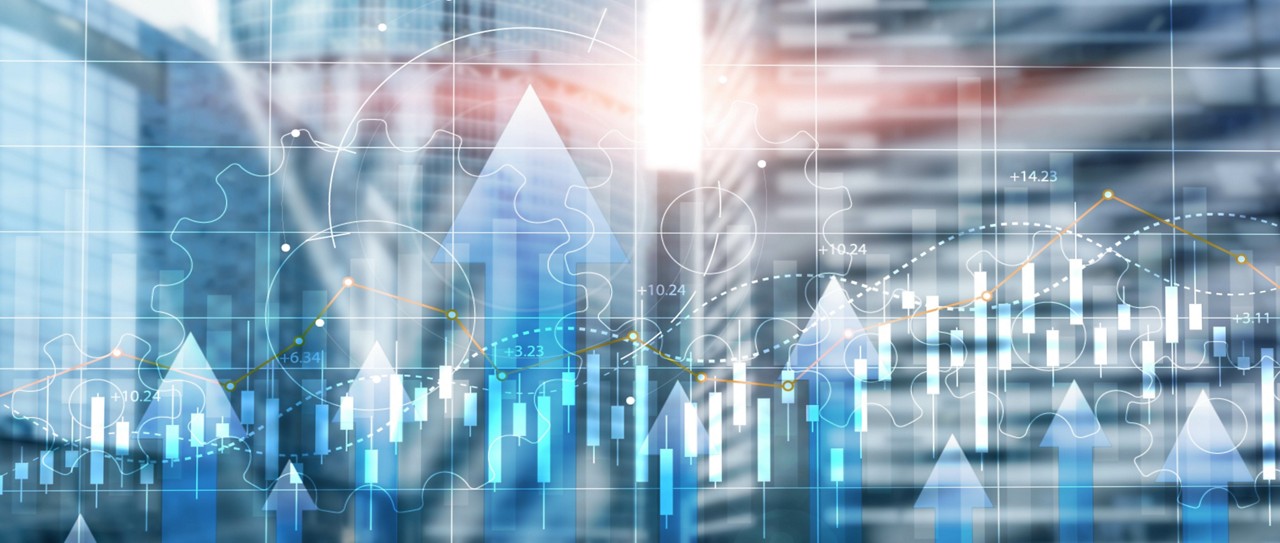 Stock market forex trading graph and candlestick chart, symbolizing modernization and AI solutions, Financial Services | DXC Technology Insights