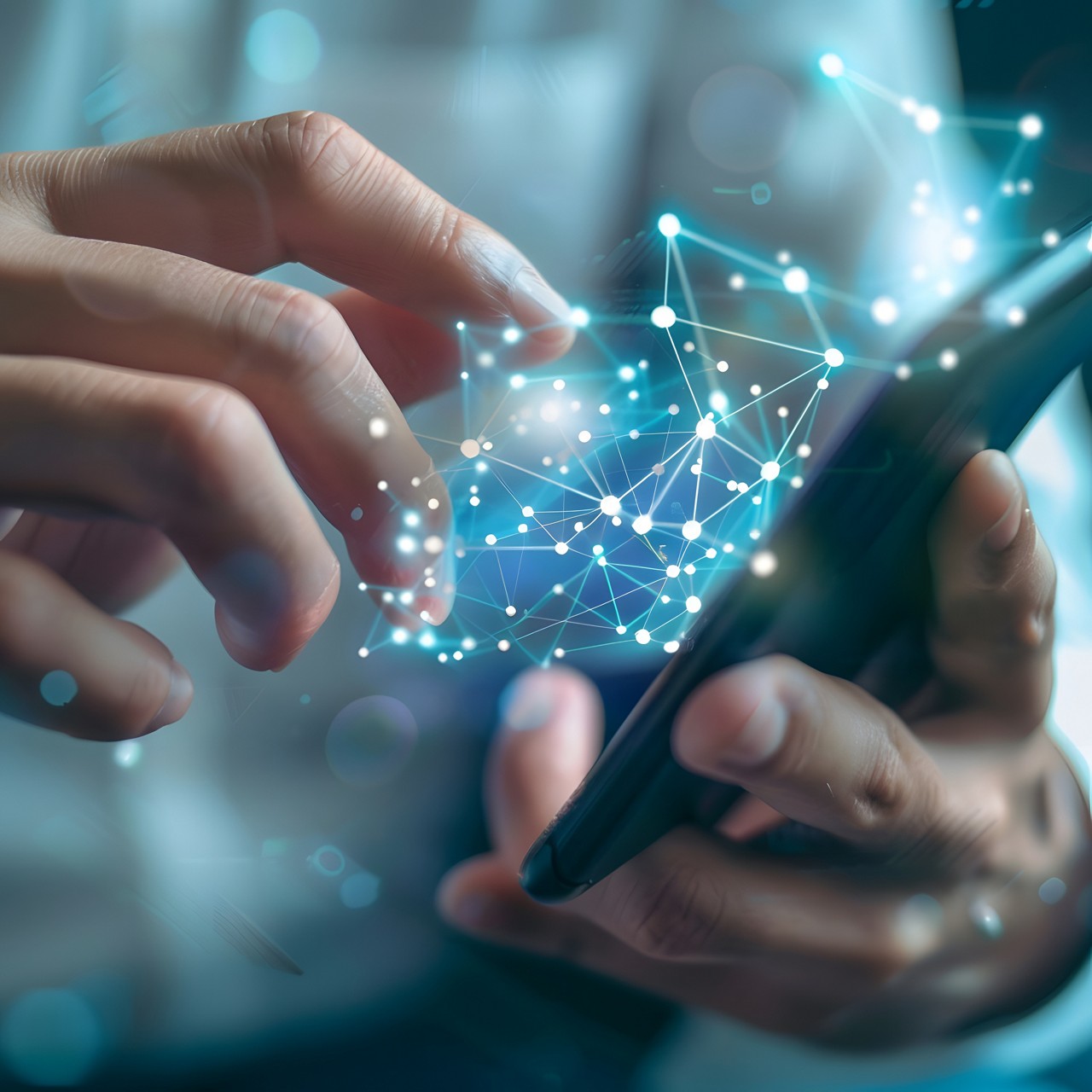 hand reaching to visual of a multi-point cloud, representing cloud challenges | DXC Technology