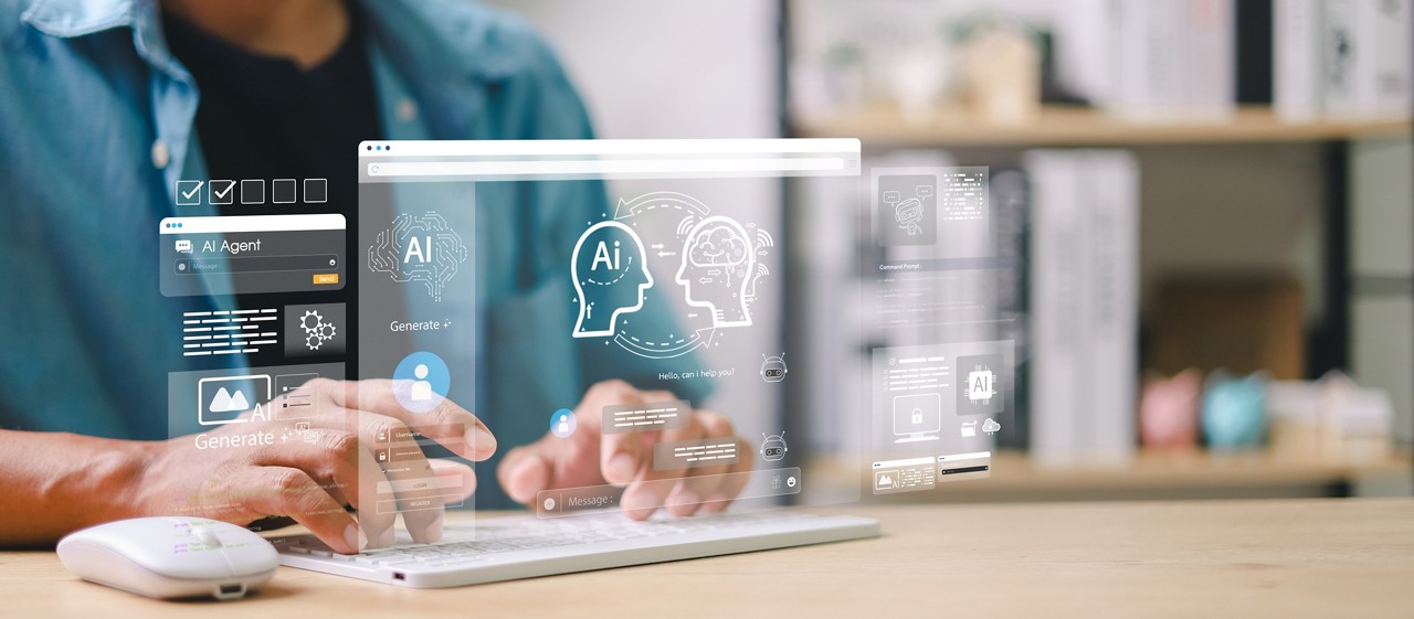 man interfacing with AI, Private AI | DXC Technology Insights