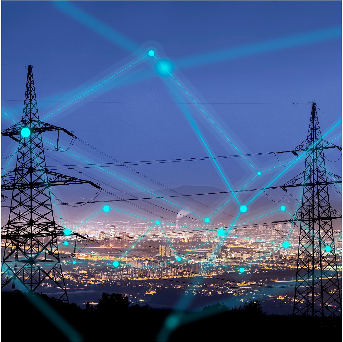 Energy network at night