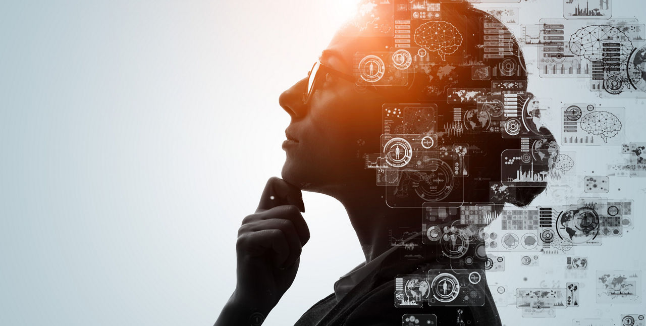 woman with hand on chin, thinking, Dell Technologies | DXC Technology