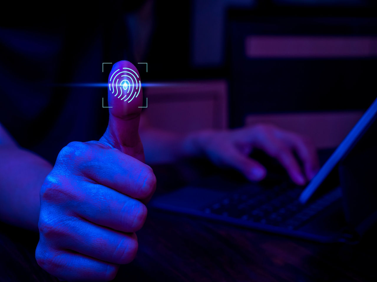 A digital fingerprint, emphasizing the governance of privileged access to deter threats and ensure secure, compliant changes, Security | DXC Technology Capabilities