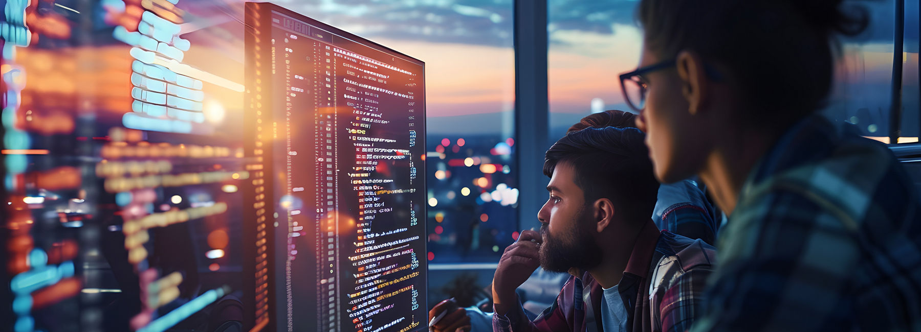 three people reviewing two computer screens, Cloud & Infrastructure, Data & AI | DXC Technology Insights