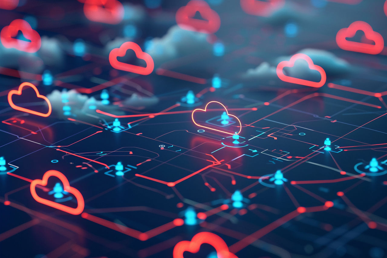 clouds on a circuit board, illustrating DXC supporting Amazon EVS | DXC Technology