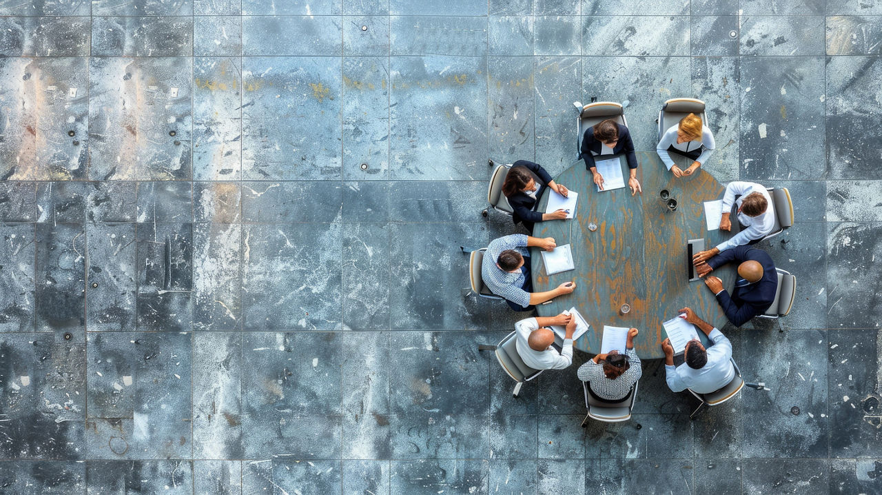 workers gathered around a table for meeting, Cloud Migration Services | DXC Technology