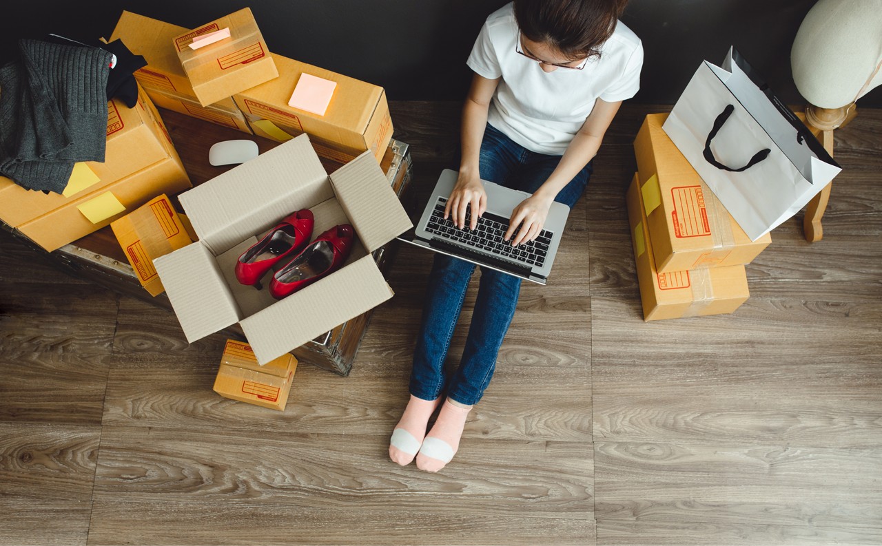 Lady shopping for shoes