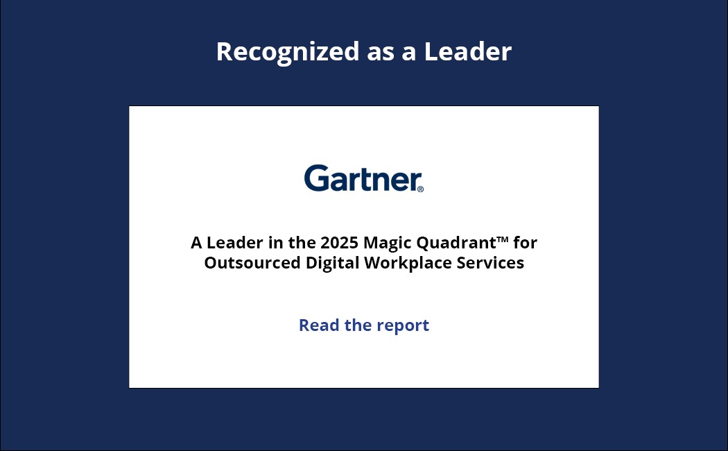 2025 Gartner Magic Quadrant for Outsourced Digital Workplace Services leadership badge, Modern Workplace | DXC Technology