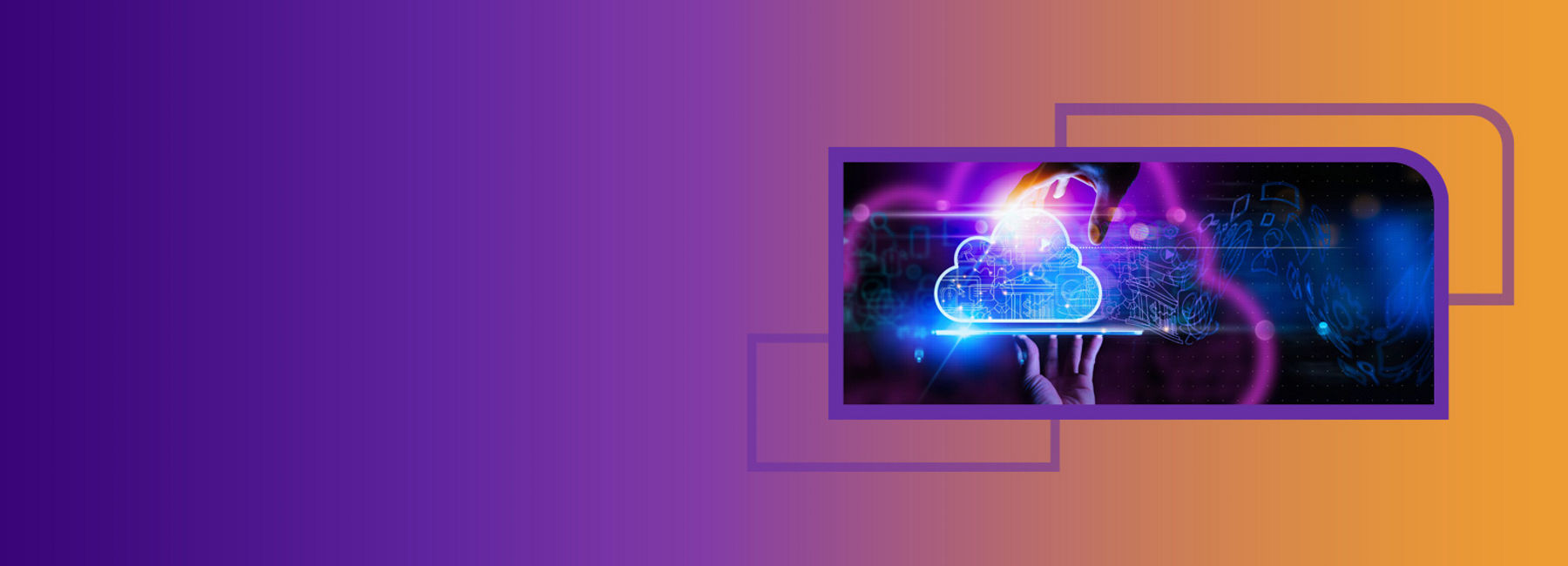 Hand holding up laptop with screen overlaid by cloud image, Cloud Advisory Services | DXC Technology | DXC Technology