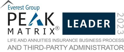 Peak Matrix badge, Leader in L&A insurance BPS and TPA by Everest Group, BPS: Life and wealth | DXC Technology