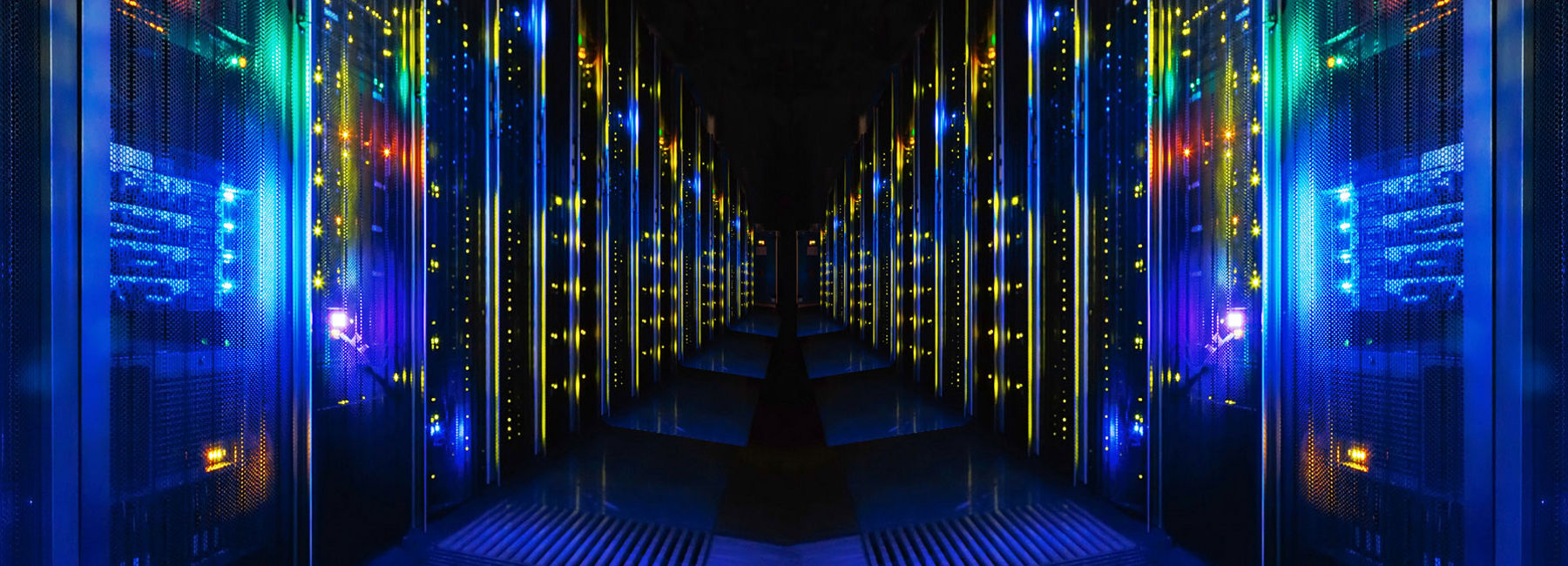 a neon-lit data center, Mainframe | DXC Technology Insights