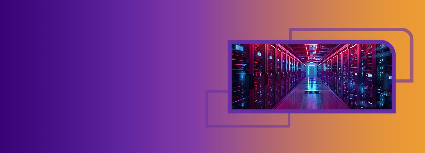 Purple and blue neon-lit data center, Mainframe Modernization | DXC Technology