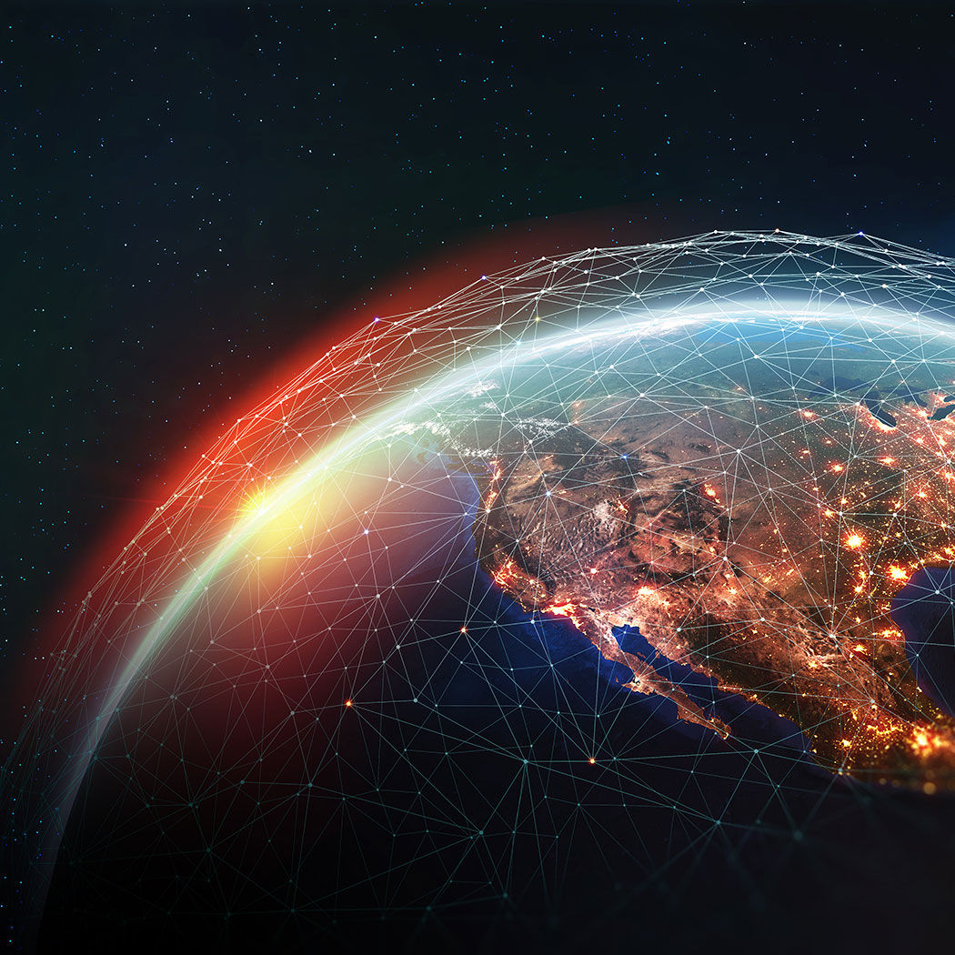 Global view of earth, AWS | DXC Technology
