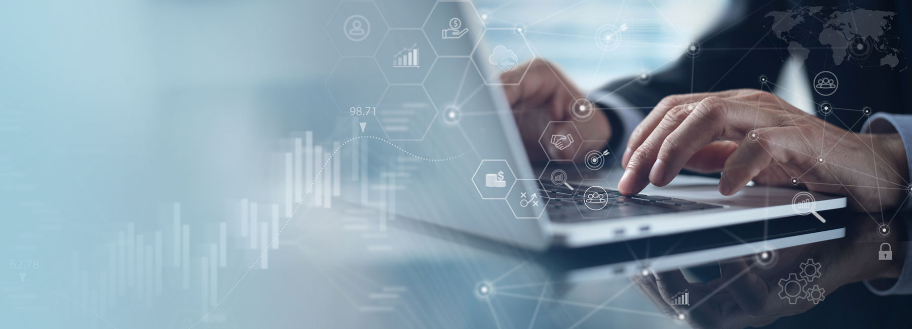 Businessman working on laptop representing Life & Annuity | DXC 