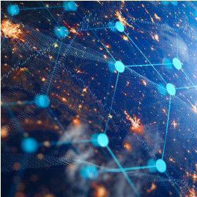 connected dots in abstract background, Oracle | DXC Technology