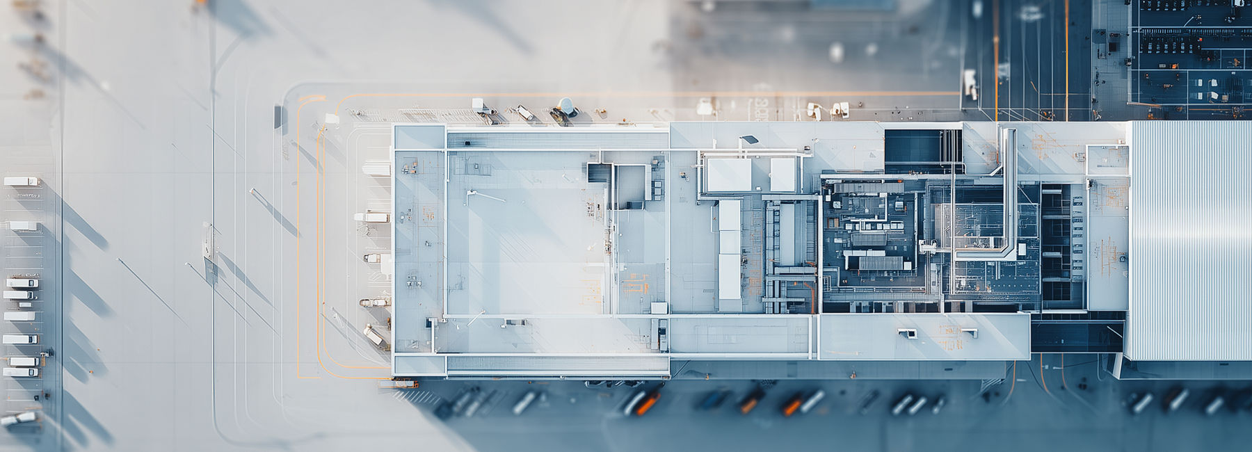 Customer story banner, aerial view of buildings and streetscape | DXC Technology Customer Stories 