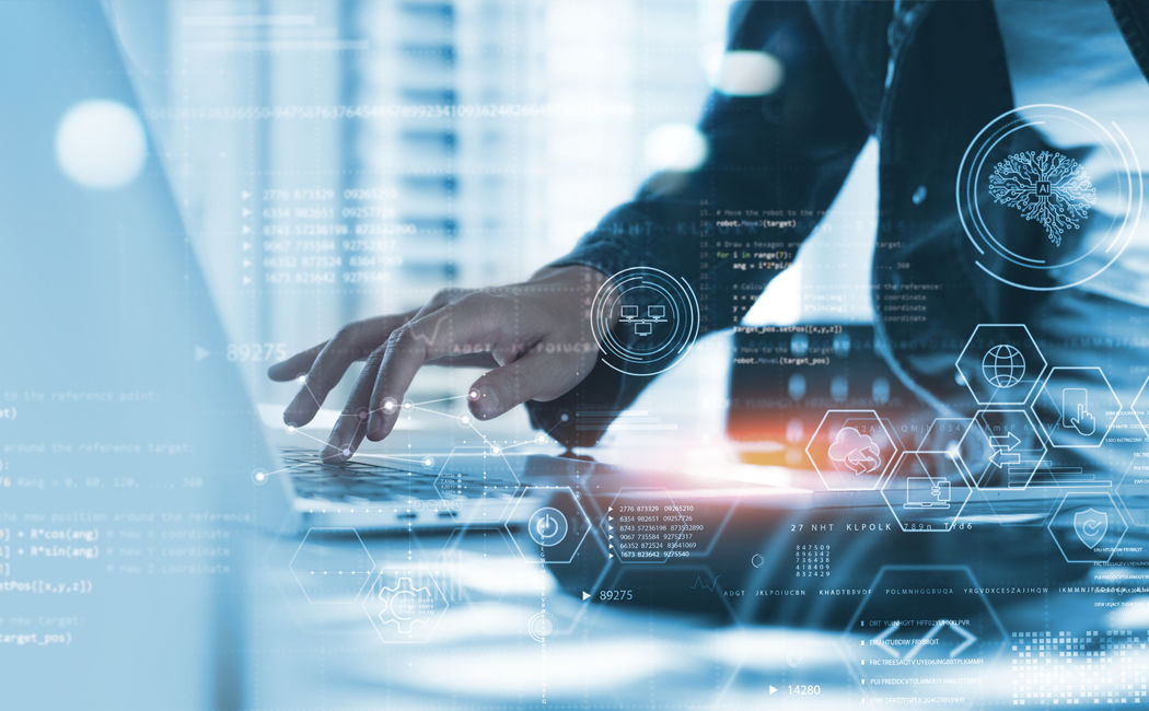 Digital touchpoint with public sector services on virtual screen, Financial Services | DXC Technology