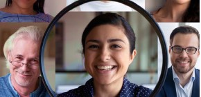 Person in magnifying glass, Modern Workplace | DXC Technology Insights