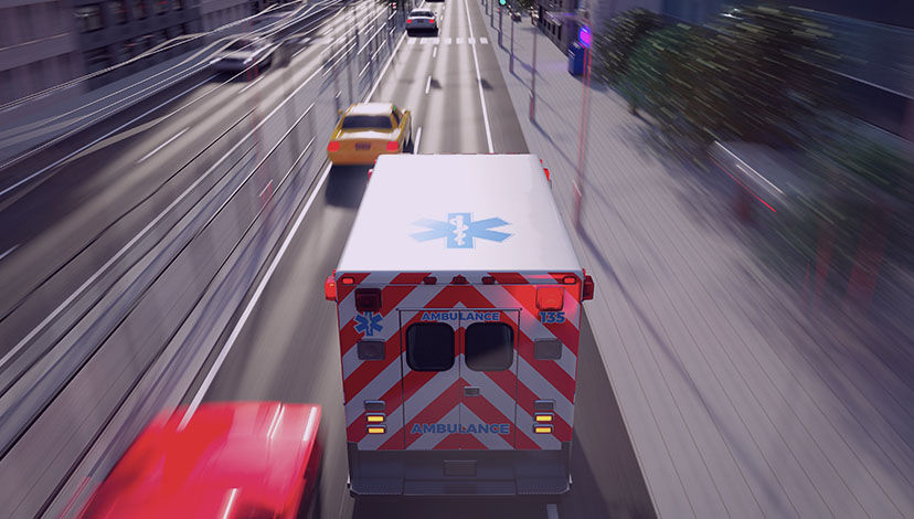  Ambulance and cars going down a road - The need for testing in a vehicle-to-everything world | DXC Technology Insights