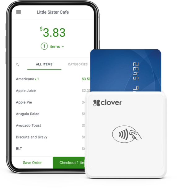 Clover Go and mobile app interface
