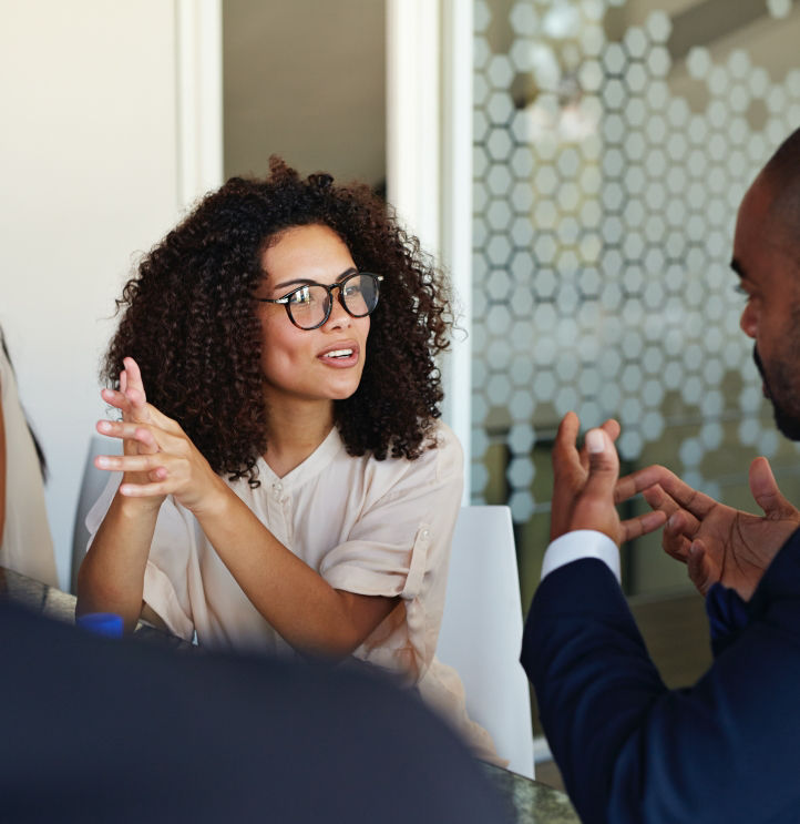 woman and man having a conversation