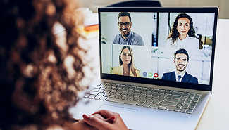 Five people in virtual meeting