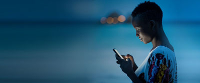 woman looking at phone